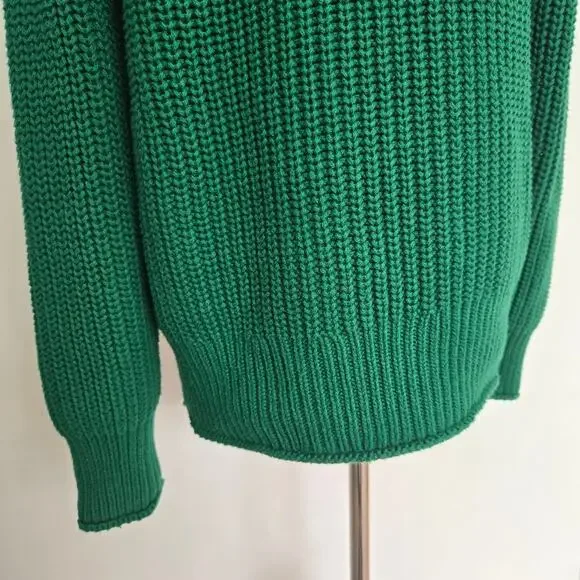 J Crew Women Rollneck Relaxed Sweater Green Oversized Slouchy Chunky Small - Picture 8 of 11